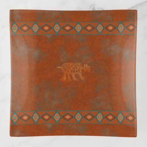 Southwest Bobcat Petroglyphs Trinket Tray