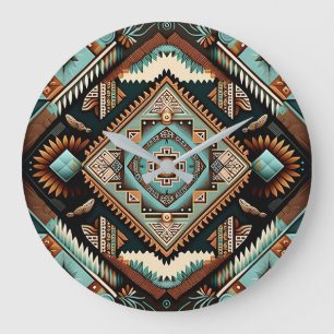 Southwest Boho Pattern Large Clock