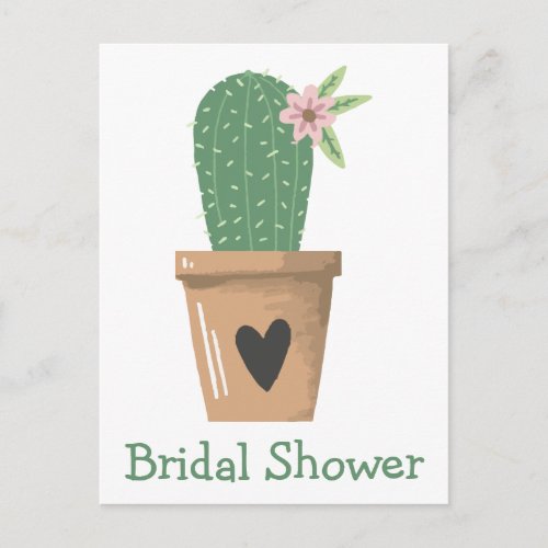 Southwest Bridal Shower Green Cactus Succulent Invitation Postcard