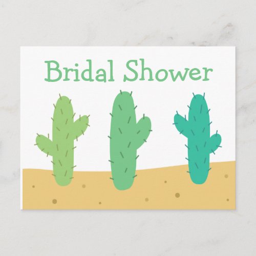 Southwest Bridal Shower Green Cactus Succulent Invitation Postcard