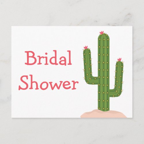 Southwest Bridal Shower Pink Green Cactus Invitation Postcard