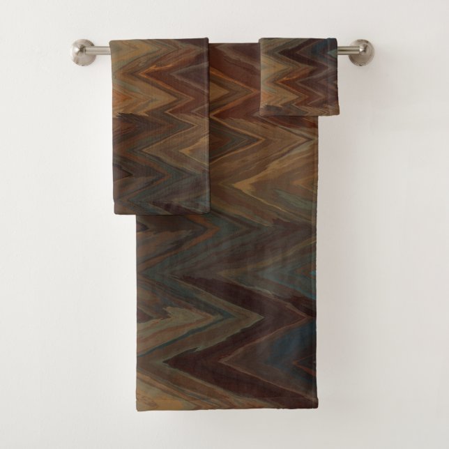 Southwest Brown Chevron Bath Towel Set (Insitu)