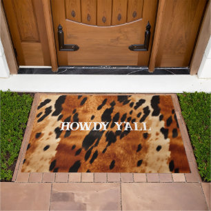 Southwest Brown Cream Cowhide Doormat
