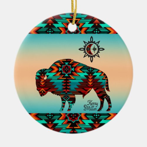 Southwest Buffalo Ceramic Ornament