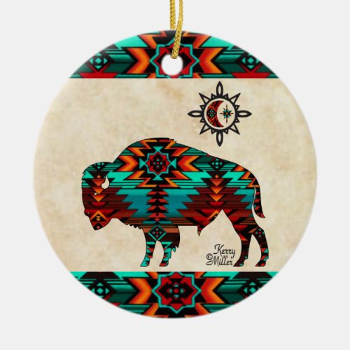 Southwest Buffalo Ceramic Ornament