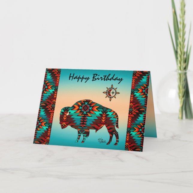 Southwest Buffalo Folded Greeting Card (Front)
