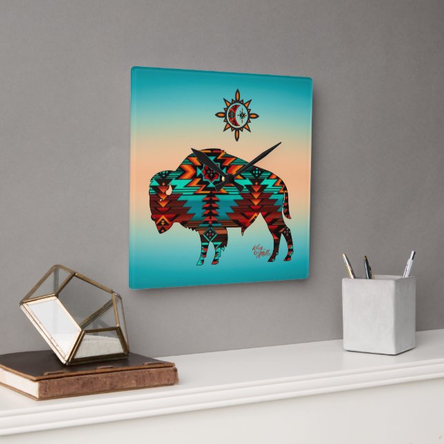 Southwest Buffalo Square Wall Clock (Office)