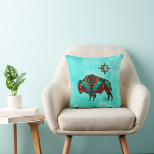 Southwest Buffalo Throw Pillow