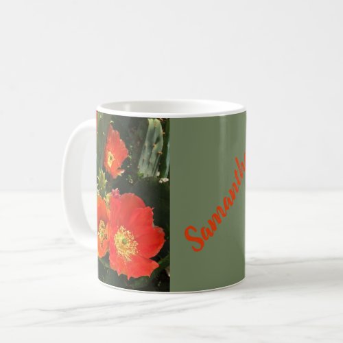Southwest Cactus Bloom Photo Bright Red Flower Coffee Mug