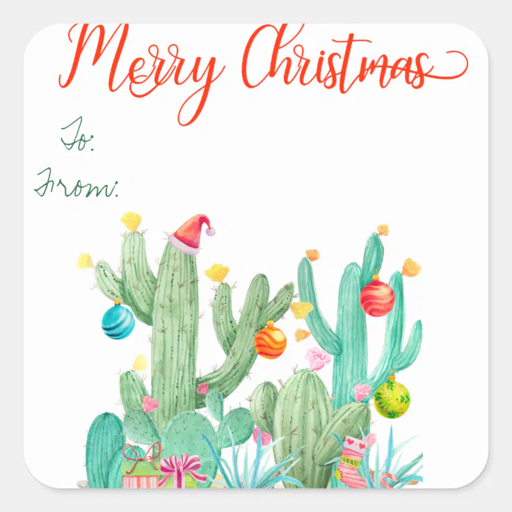 Southwest Cactus Christmas Gift Tag Sticker Label | Zazzle