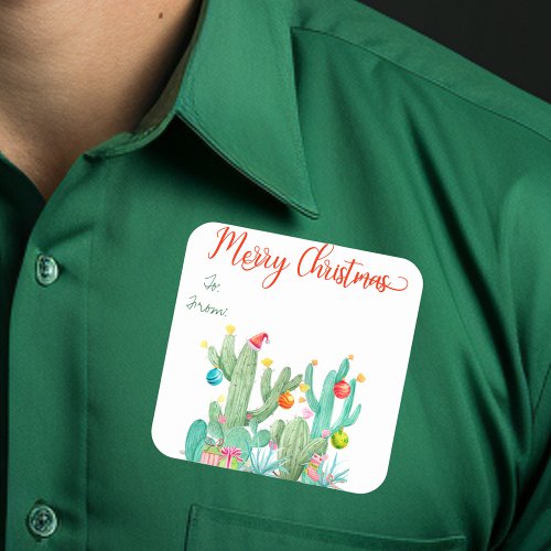Southwest Cactus Christmas Gift Tag Sticker Label