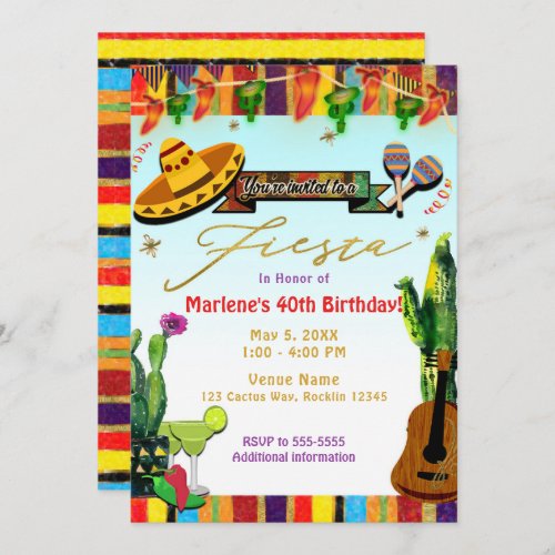 Southwest Cactus Cinco De Mayo Fiesta Party Invitation