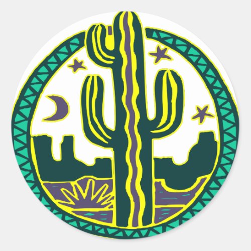 Southwest Cactus Classic Round Sticker