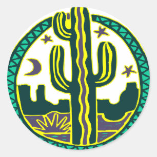 Southwest Cactus Classic Round Sticker