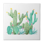 Southwest Cactus Watercolor Succulent Desert Ceramic Tile<br><div class="desc">This design was created through digital art. It may be personalized by clicking the customize button and changing the color, adding a name, initials or your favorite words. Choose customize to change the background color Contact me at colorflowcreations@gmail.com if you with to have this design on another product. Purchase my...</div>