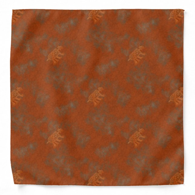 Southwest Canyon Bobcat Petroglyphs Pattern Bandana (Front)
