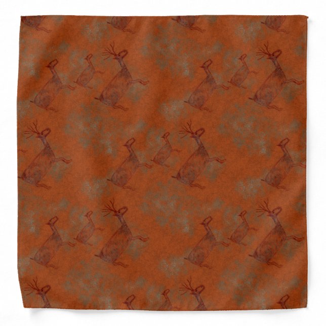 Southwest Canyon Deer Petroglyphs Pattern Bandana (Front)