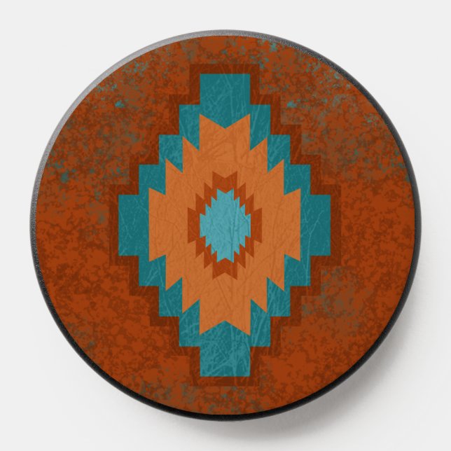 Southwest Canyon Turquoise Rust Diamond Design PopSocket (Popsocket)