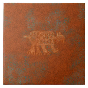Southwest Canyons Bobcat Petroglyph Ceramic Tile