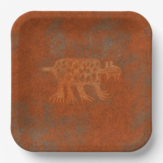 Southwest Canyons Bobcat Petroglyph Design Paper P Plates (Front)