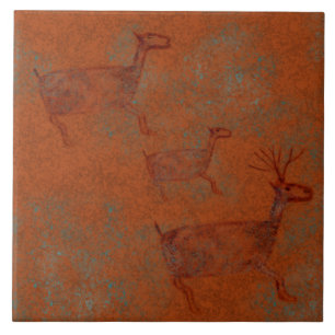 Southwest Canyons Deer Petroglyph Ceramic Tile