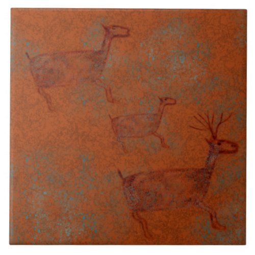 Southwest Canyons Deer Petroglyph  Ceramic Tile
