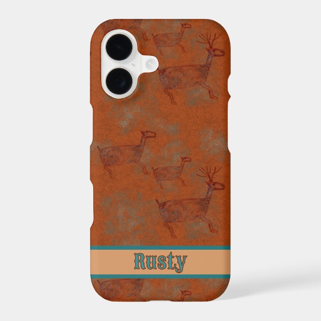 Southwest Canyons Deer Petroglyph Personalized iPhone Case (Back)