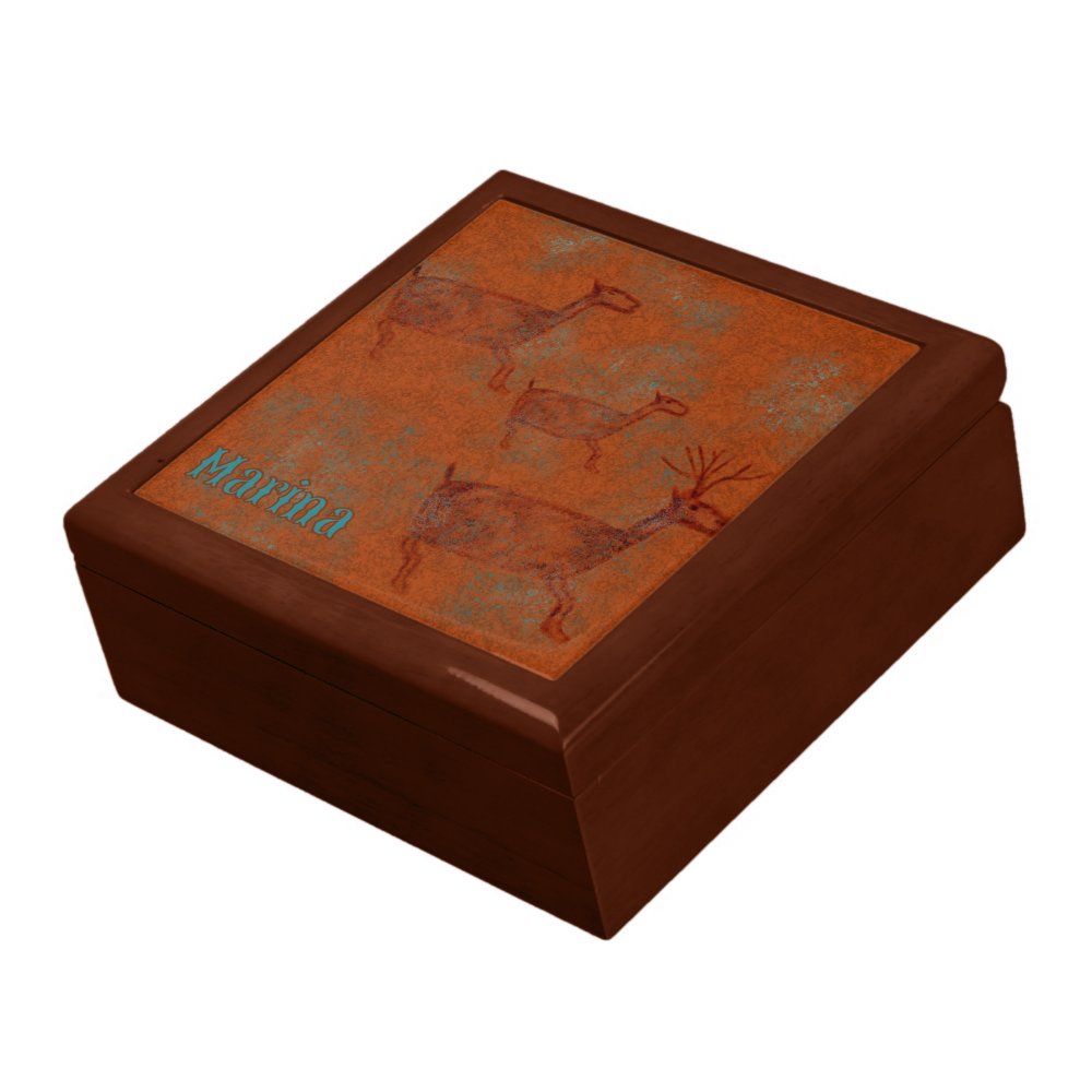 Southwest Canyons Deer Petroglyphs Jewelry Box