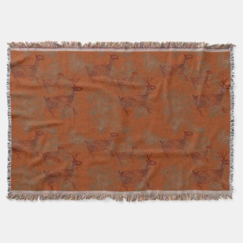 Southwest Canyons Deer Petroglyphs Throw Blanket