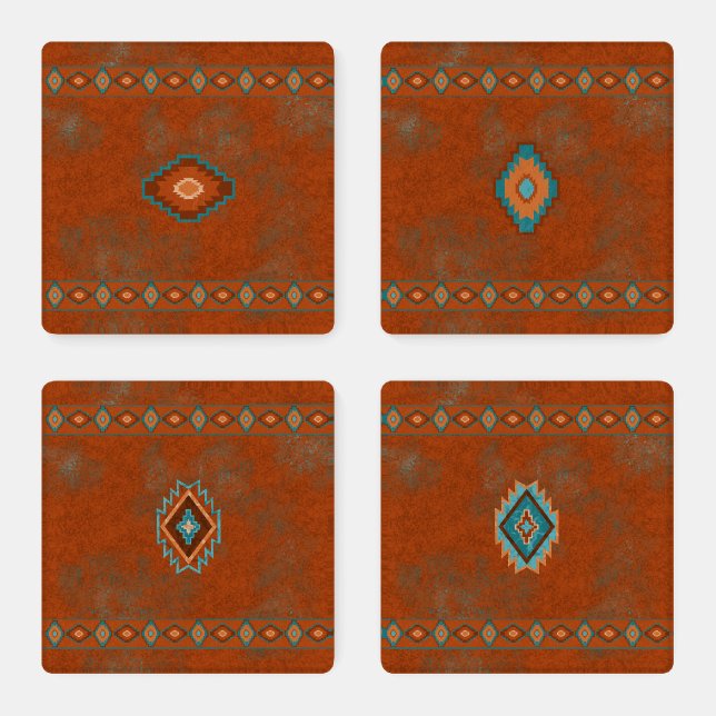 Southwest Canyons Diamond Geometric Pattern Coaster Set (Set)