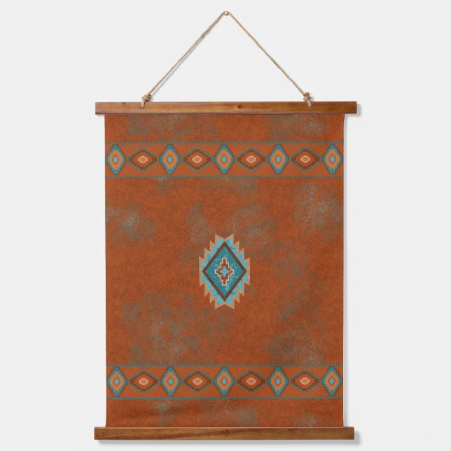 Southwest Canyons Geometric Diamonds Design Hanging Tapestry (Front)