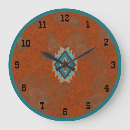 Southwest Canyons Geometric Mesa Old West Large Clock