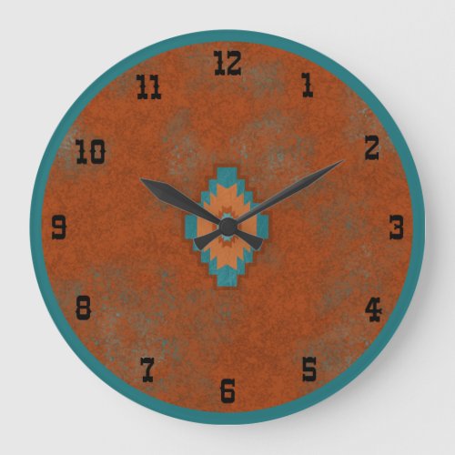 Southwest Canyons Geometric Mesa Old West Large Clock