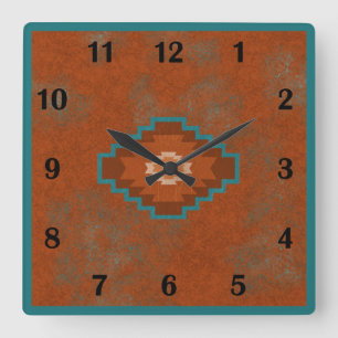 Southwest Canyons Geometric Regular Style Square W Square Wall Clock