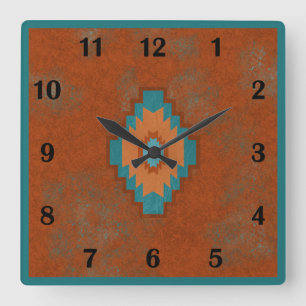 Southwest Canyons Geometric Regular Style Square Wall Clock