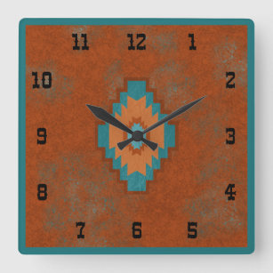 Southwest Canyons Geometric Western Style Square Wall Clock