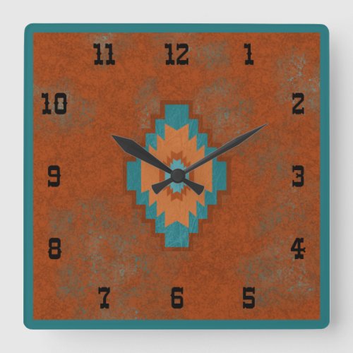 Southwest Canyons Geometric Western Style Square Wall Clock