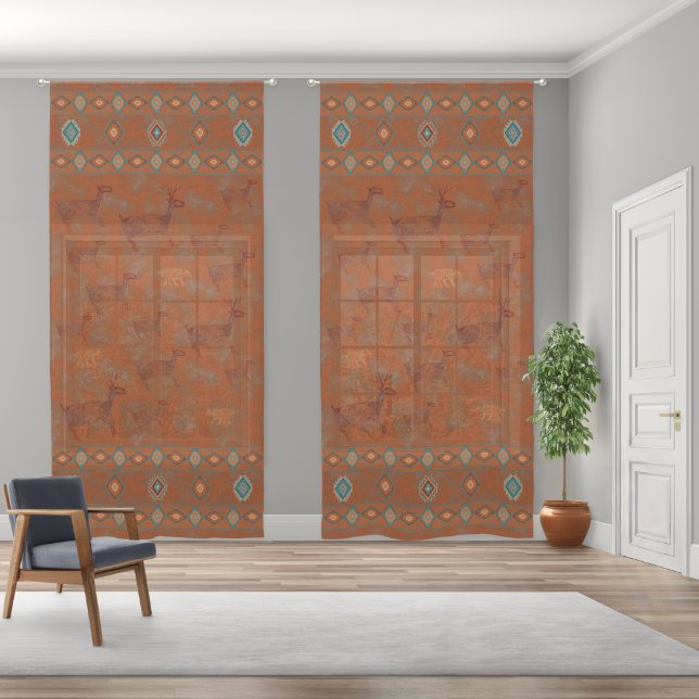 Southwest Canyons Petroglyphs 50x108 Inch Sheer Curtains (Wide)