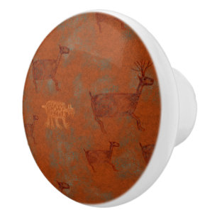 Southwest Canyons Petroglyphs Ceramic Knob