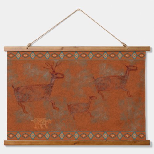 Southwest Canyons Petroglyphs Deer and Bobcat Hanging Tapestry