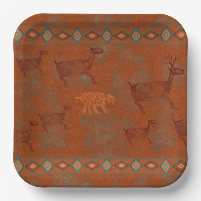 Southwest Canyons Petroglyphs Paper Plates (Front)