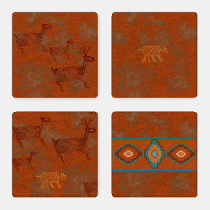 Southwest Canyons Petroglyphs Patterns Coaster Set