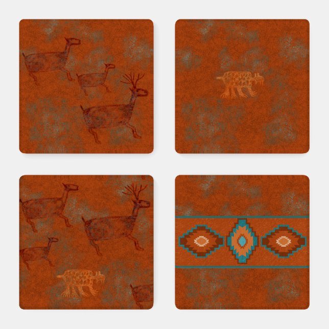 Southwest Canyons Petroglyphs Patterns Coaster Set (Set)