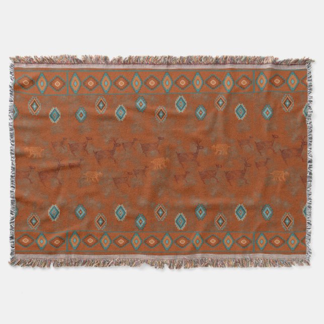Southwest Canyons Petroglyphs Throw Blanket (Front)