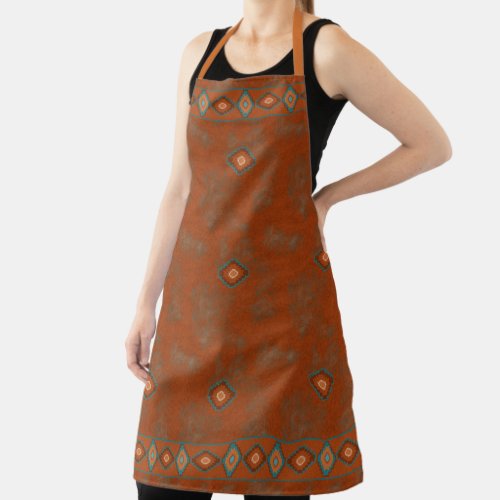 Southwest Canyons Turquoise Geometric Pattern Apron