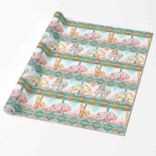 southwest carousel animals desert wrapping paper