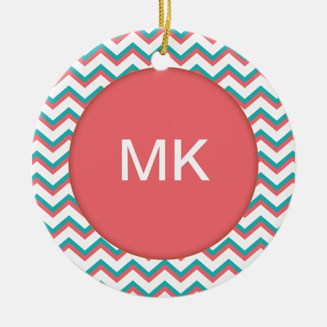 Southwest Chevron Pattern Ceramic Ornament (Front)