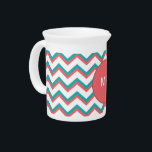 Southwest Chevron Pattern Pitcher<br><div class="desc">Stylish and trendy modern zigzag Chevron pattern. Shown here in Brick Orange and Aqua Green for that totally Chic look Chevron Two Tone Pattern</div>