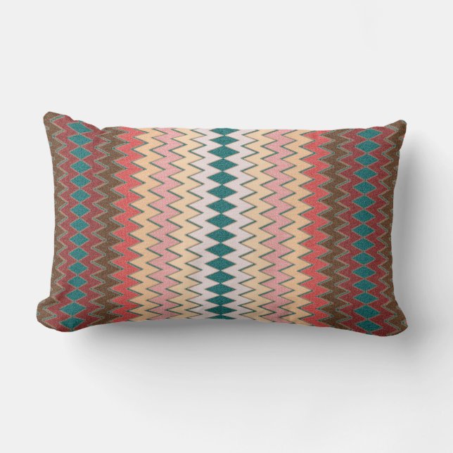Southwest Chevron Zigzag Cotton Lumbar Pillow (Front)