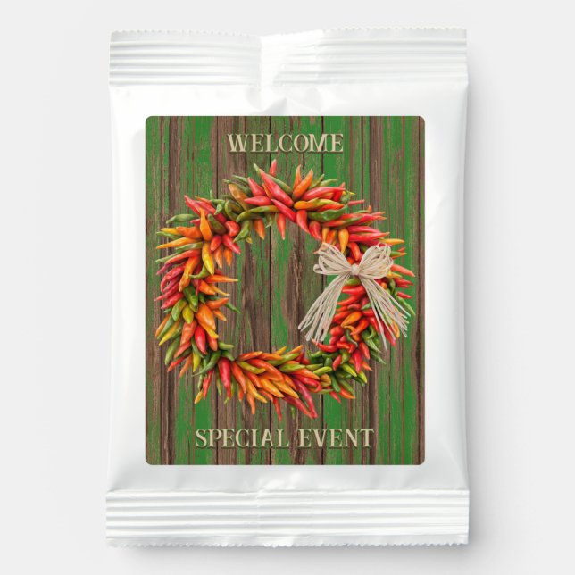 Southwest Chile Pepper Wreath Personalized  Hot Chocolate Drink Mix (Front)